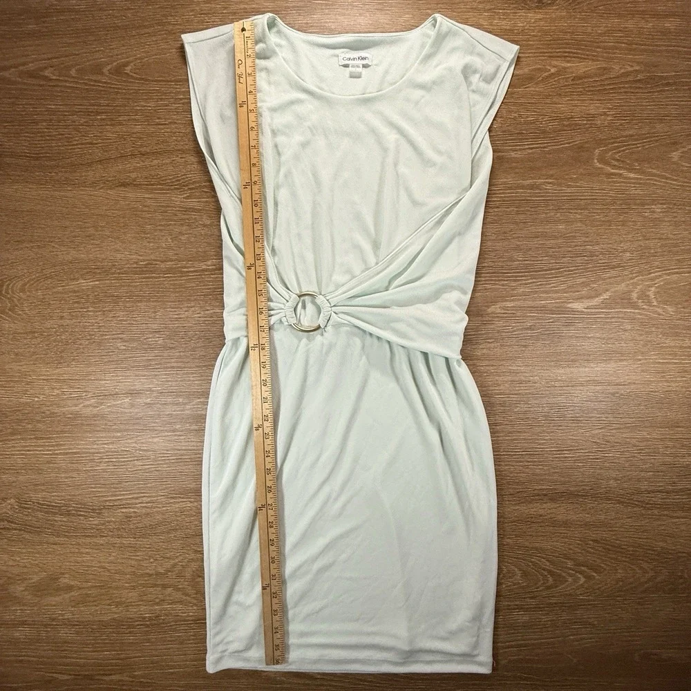 Calvin Klein Dress Women's Size 4 Mint Green Ring Waist Sheath Stretch NWT - Picture 9 of 10